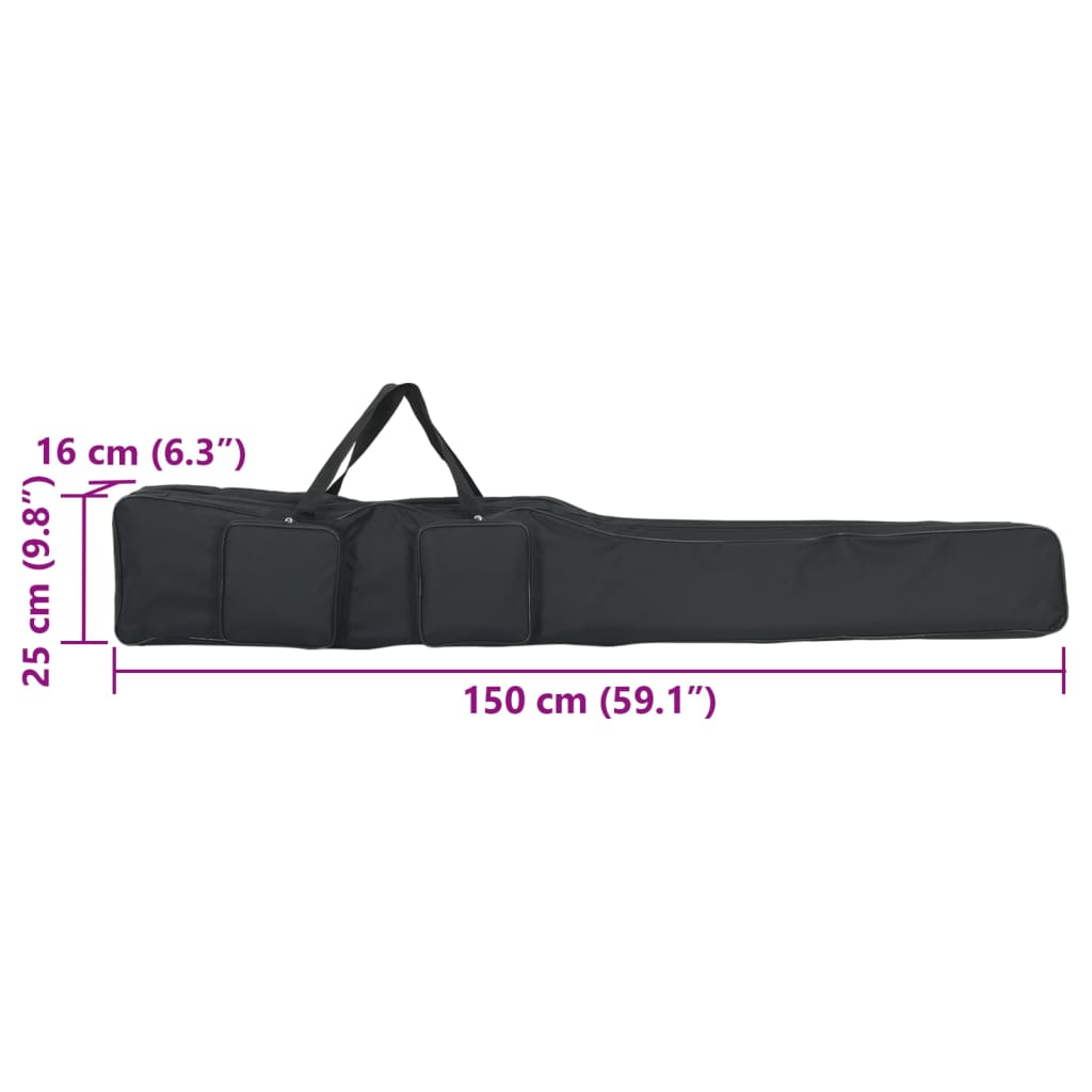 Fishing Rod Bag Black 150 cm Oxford Fabric