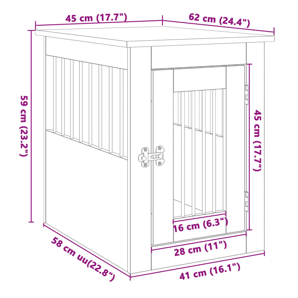 Dog Crate Furniture Sonoma Oak 45x62x59 cm Engineered Wood