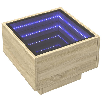 Side Table with LED Sonoma Oak 40x40x30 cm Engineered Wood