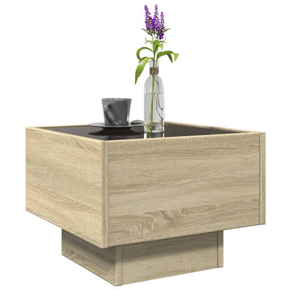 Side Table with LED Sonoma Oak 40x40x30 cm Engineered Wood