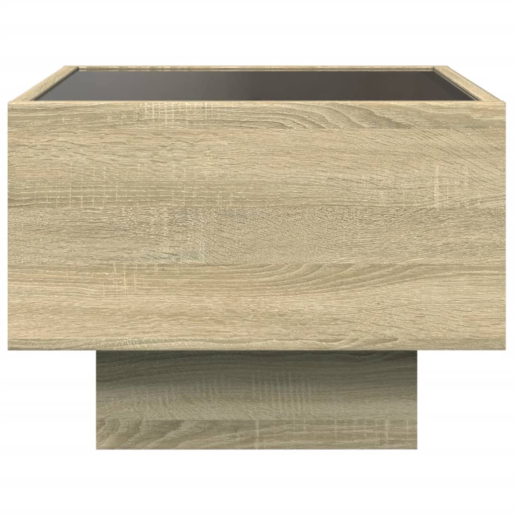 Side Table with LED Sonoma Oak 40x40x30 cm Engineered Wood