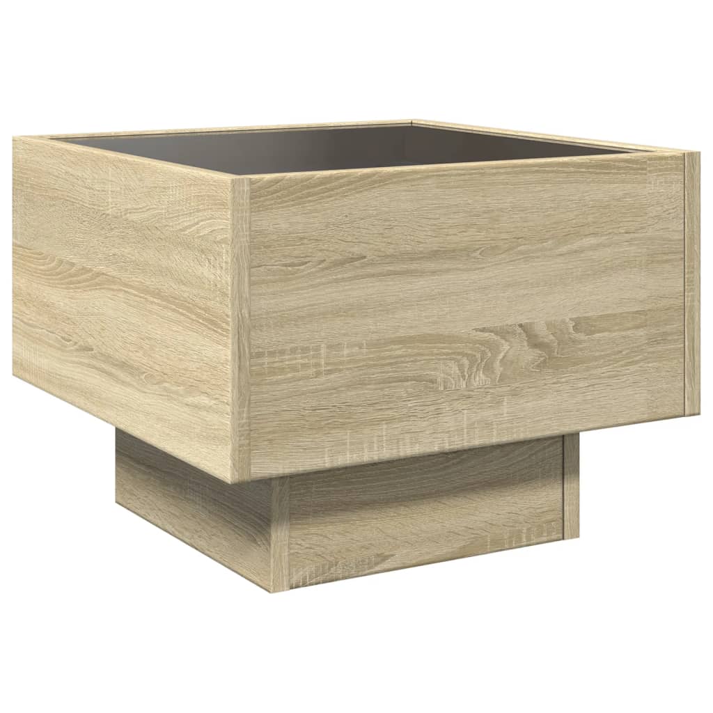 Side Table with LED Sonoma Oak 40x40x30 cm Engineered Wood