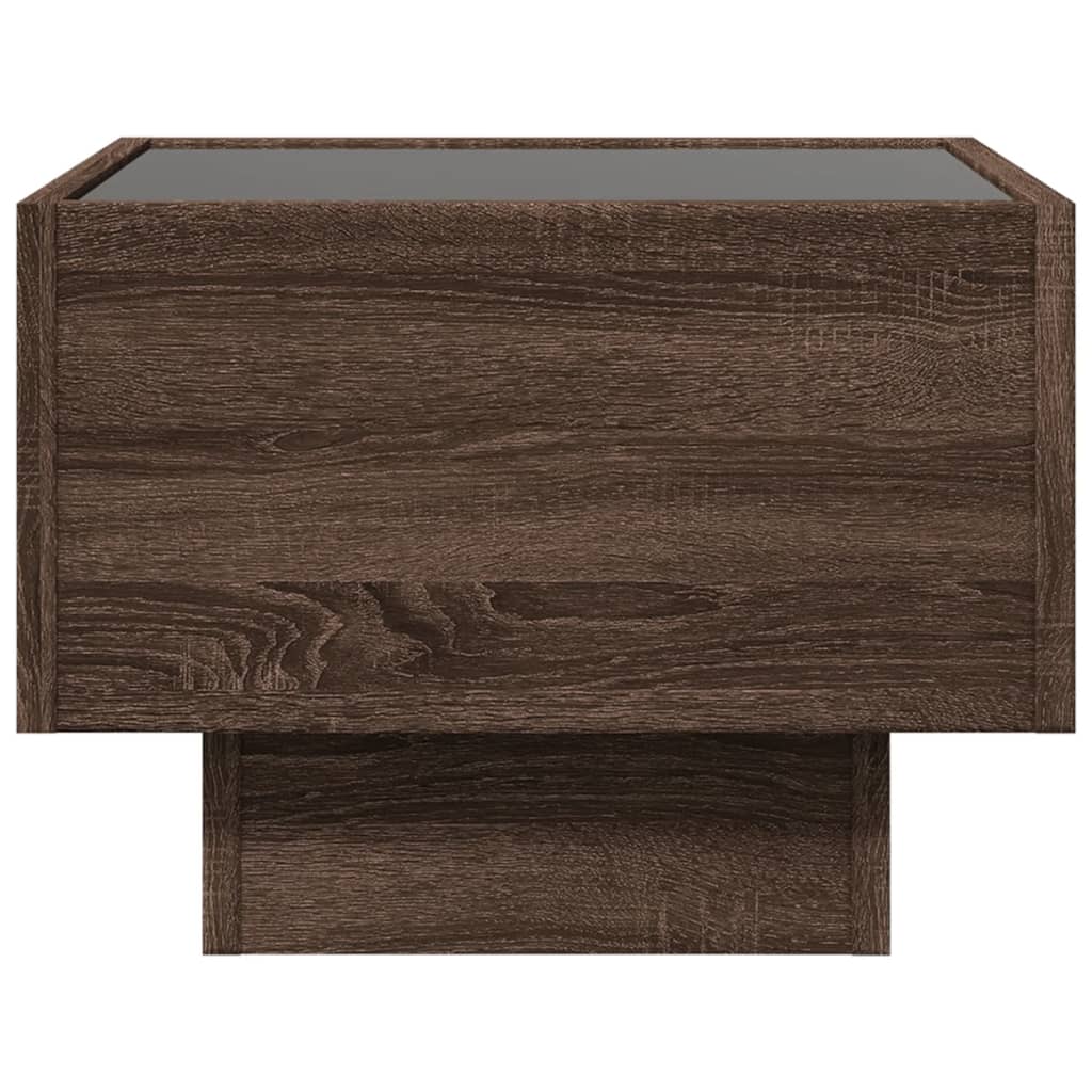 Side Table with LED Brown Oak 40x40x30 cm Engineered Wood