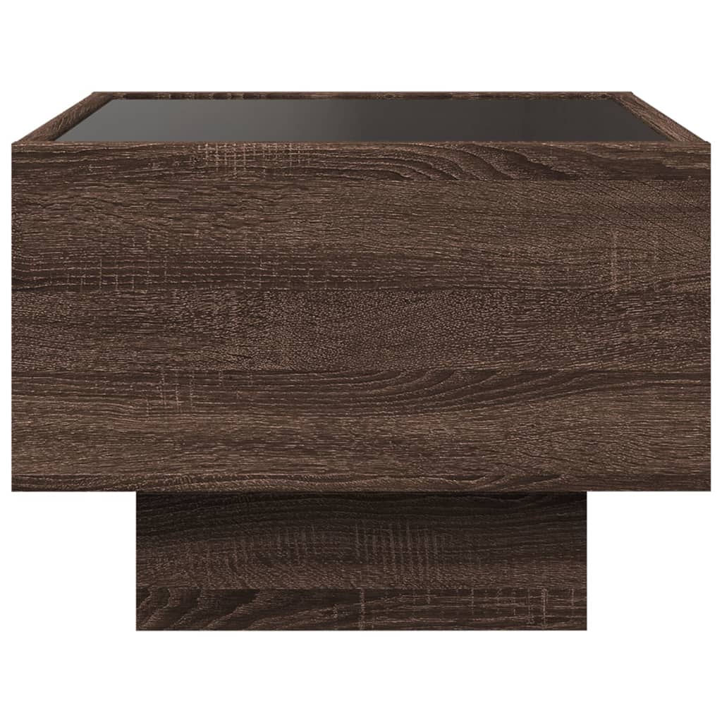 Side Table with LED Brown Oak 40x40x30 cm Engineered Wood