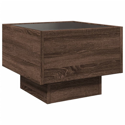 Side Table with LED Brown Oak 40x40x30 cm Engineered Wood