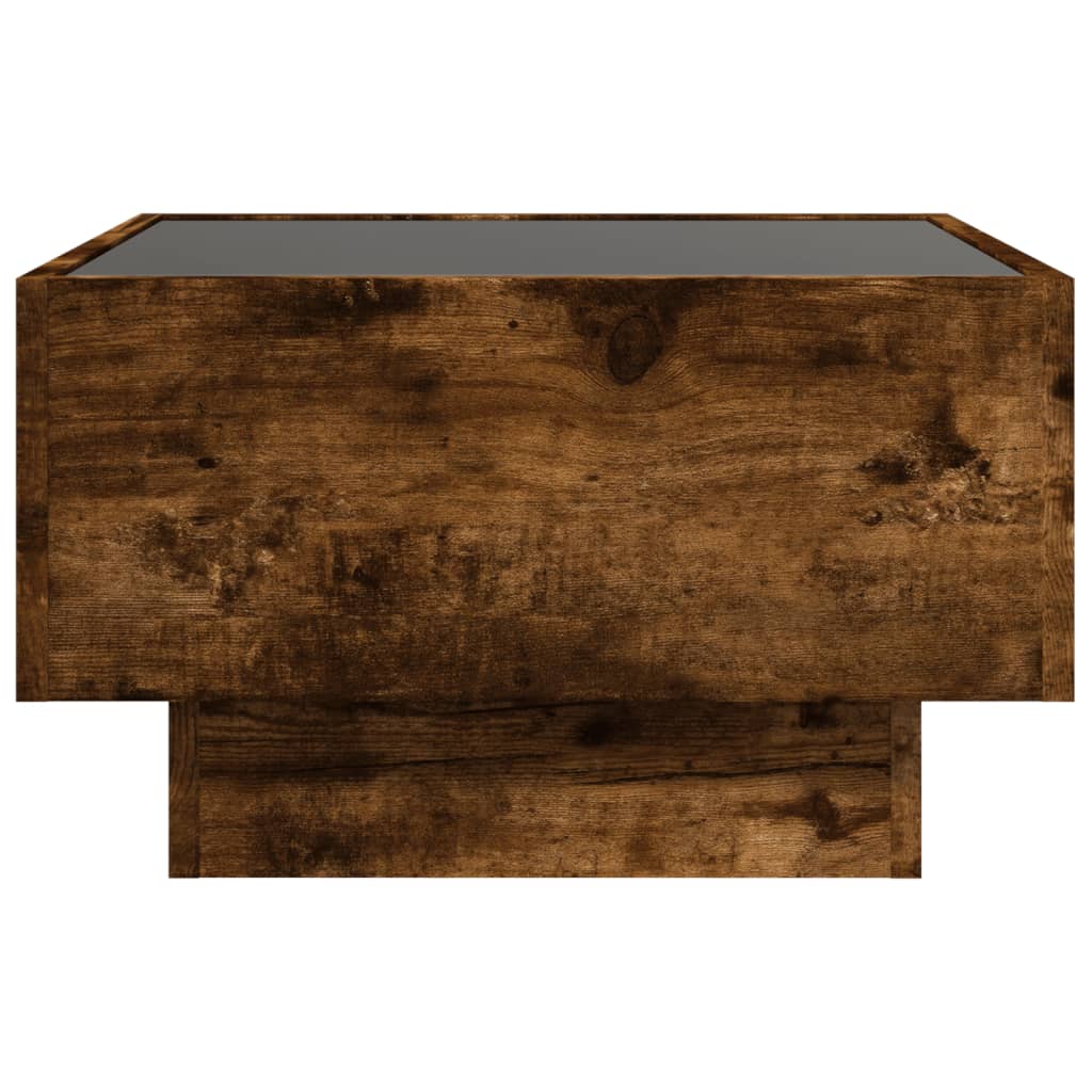 Coffee Table with LED Smoked Oak 50x50x30 cm Engineered Wood