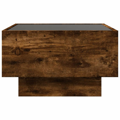 Coffee Table with LED Smoked Oak 50x50x30 cm Engineered Wood