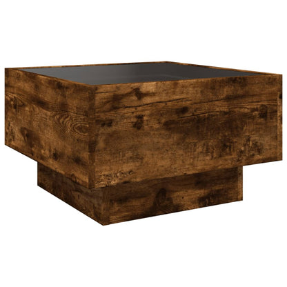 Coffee Table with LED Smoked Oak 50x50x30 cm Engineered Wood