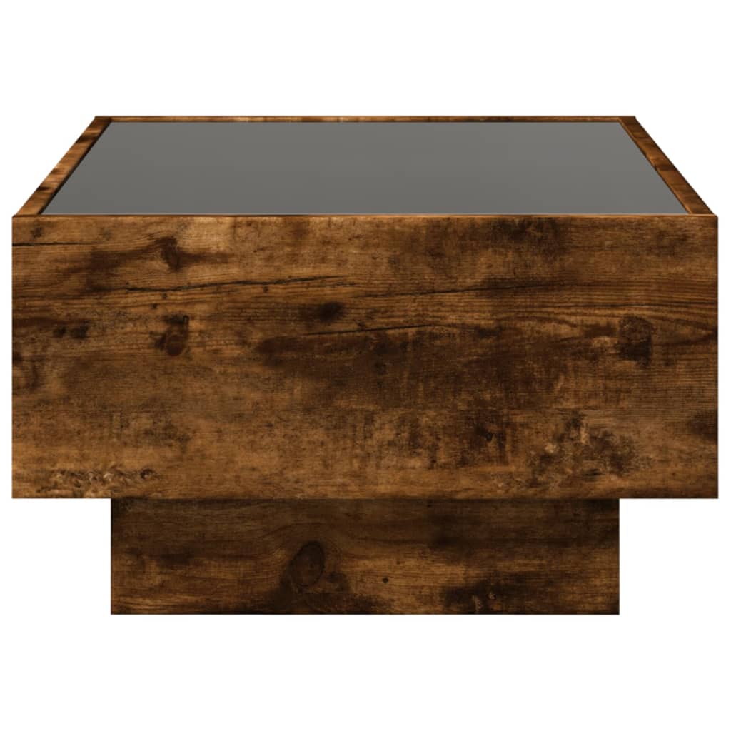 Coffee Table with LED Smoked Oak 70x50x30 cm Engineered Wood