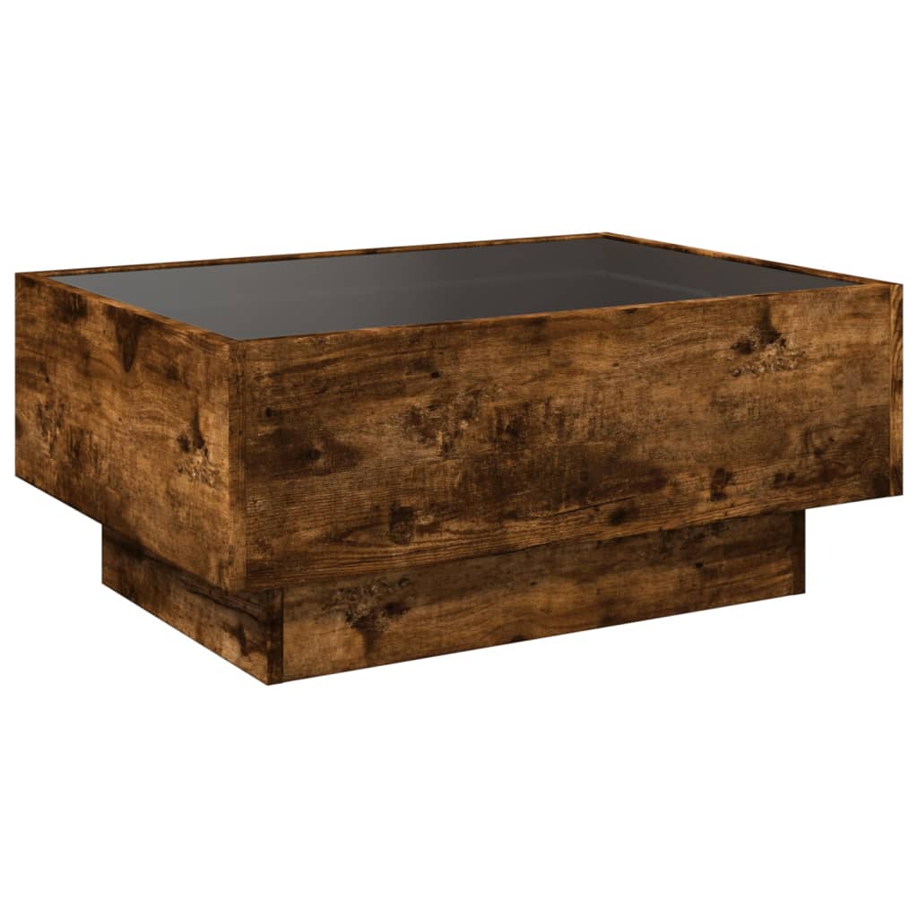 Coffee Table with LED Smoked Oak 70x50x30 cm Engineered Wood