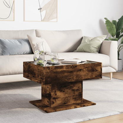 Coffee Table with LED Smoked Oak 70x50x45 cm Engineered Wood