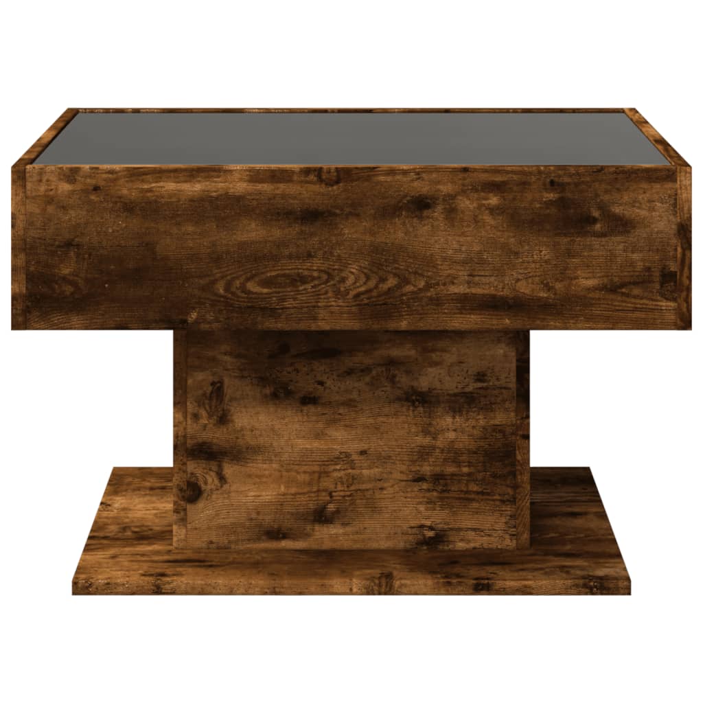 Coffee Table with LED Smoked Oak 70x50x45 cm Engineered Wood