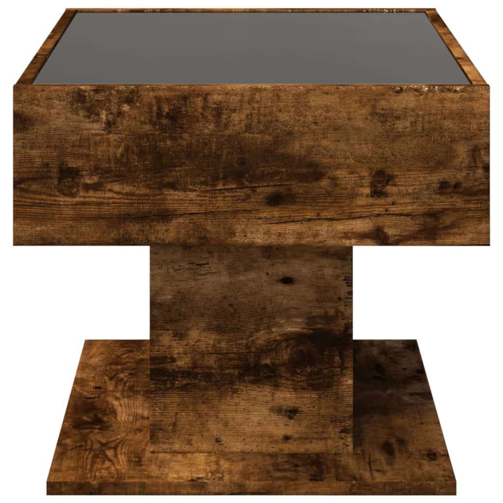 Coffee Table with LED Smoked Oak 70x50x45 cm Engineered Wood