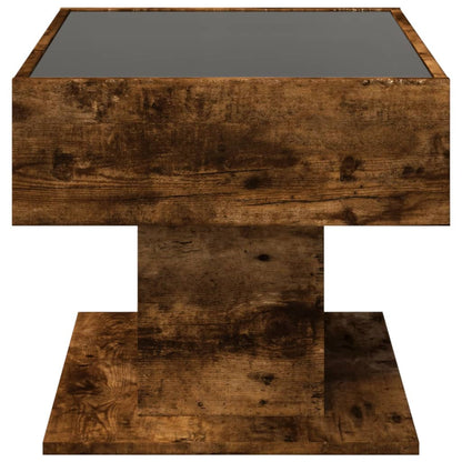 Coffee Table with LED Smoked Oak 70x50x45 cm Engineered Wood