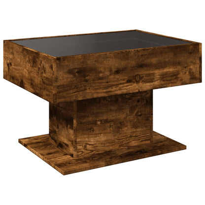 Coffee Table with LED Smoked Oak 70x50x45 cm Engineered Wood