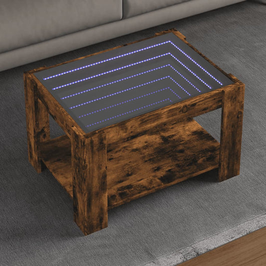 Coffee Table with LED Smoked Oak 73x53x45 cm Engineered Wood