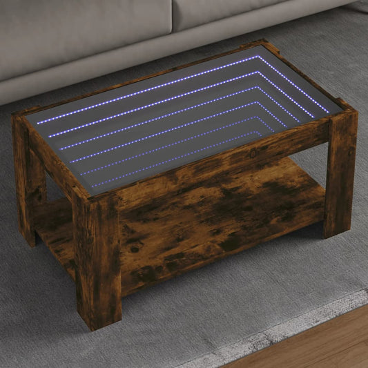 Coffee Table with LED Smoked Oak 93x53x45 cm Engineered Wood