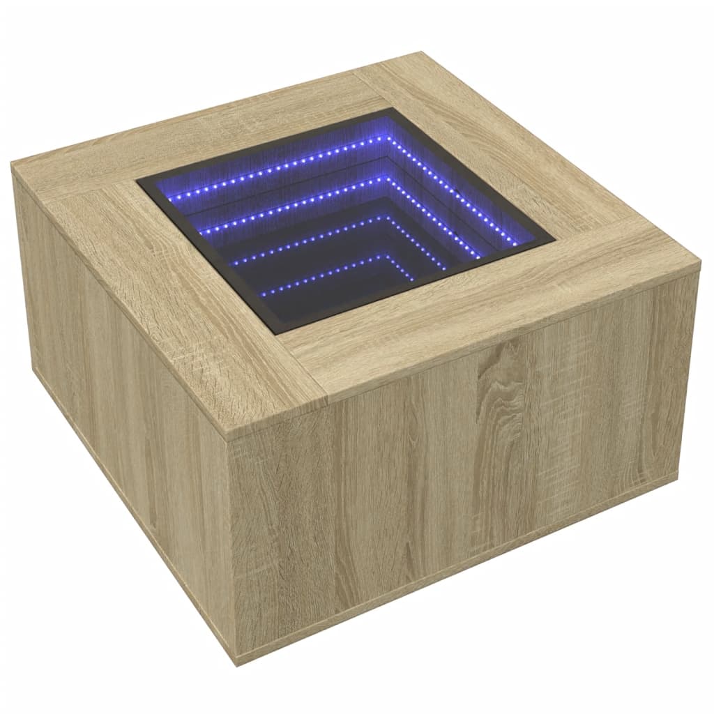 Coffee Table with LED Sonoma Oak 60x60x40 cm Engineered Wood