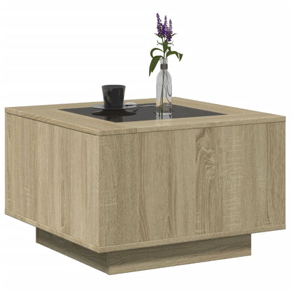 Coffee Table with LED Sonoma Oak 60x60x40 cm Engineered Wood