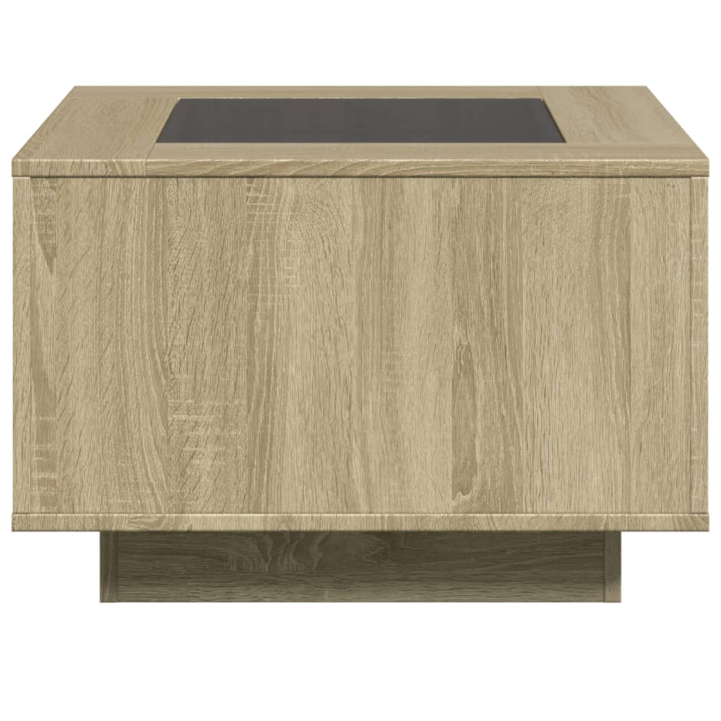 Coffee Table with LED Sonoma Oak 60x60x40 cm Engineered Wood