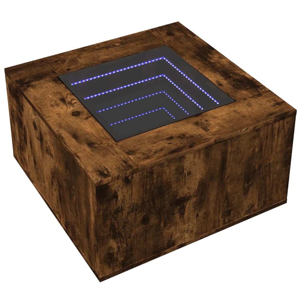 Coffee Table with LED Smoked Oak 60x60x40 cm Engineered Wood