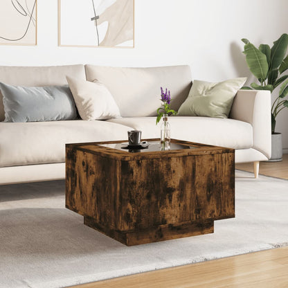 Coffee Table with LED Smoked Oak 60x60x40 cm Engineered Wood