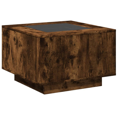 Coffee Table with LED Smoked Oak 60x60x40 cm Engineered Wood