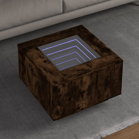 Coffee Table with LED Smoked Oak 60x60x40 cm Engineered Wood