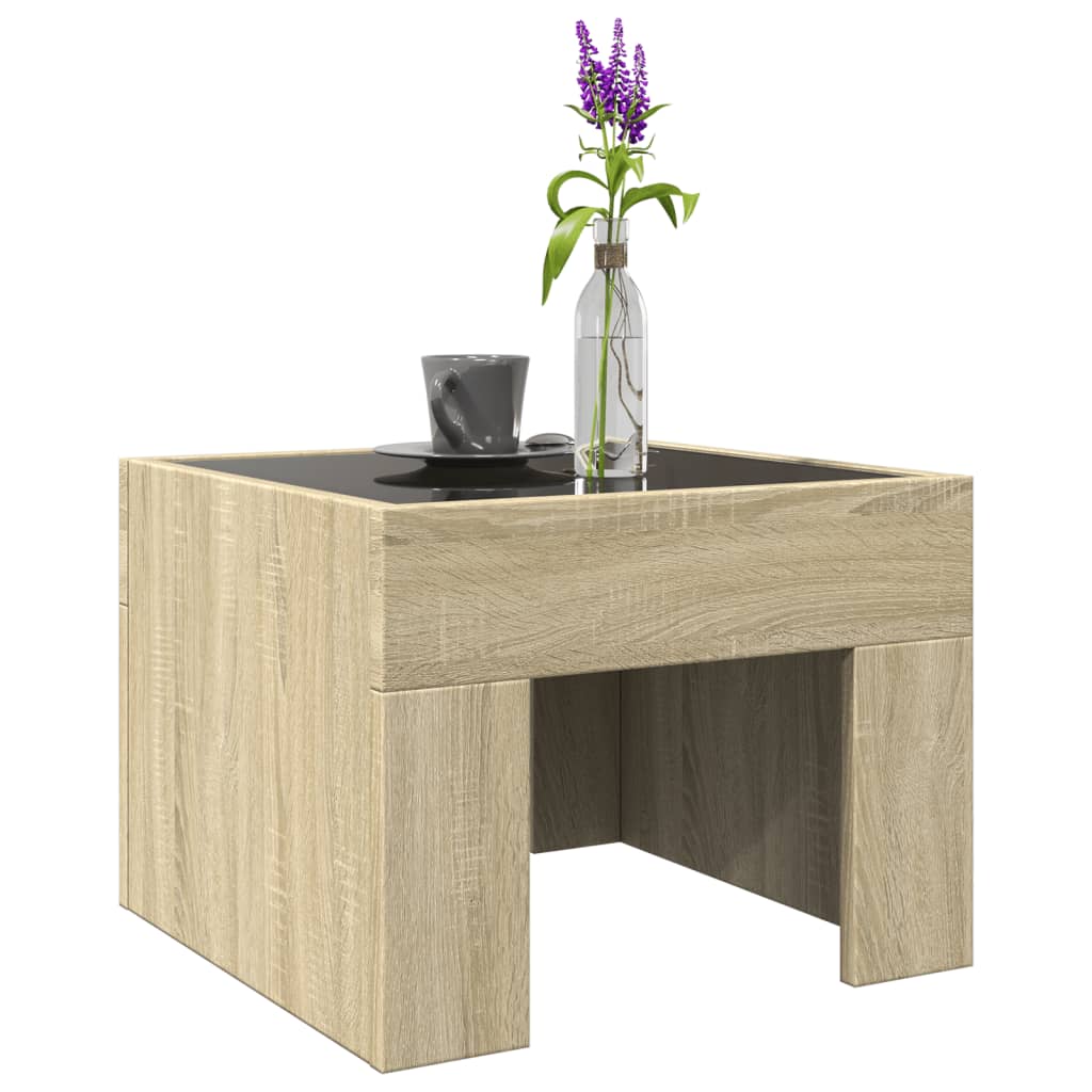 Coffee Table with Infinity LED Sonoma Oak 40x40x30 cm