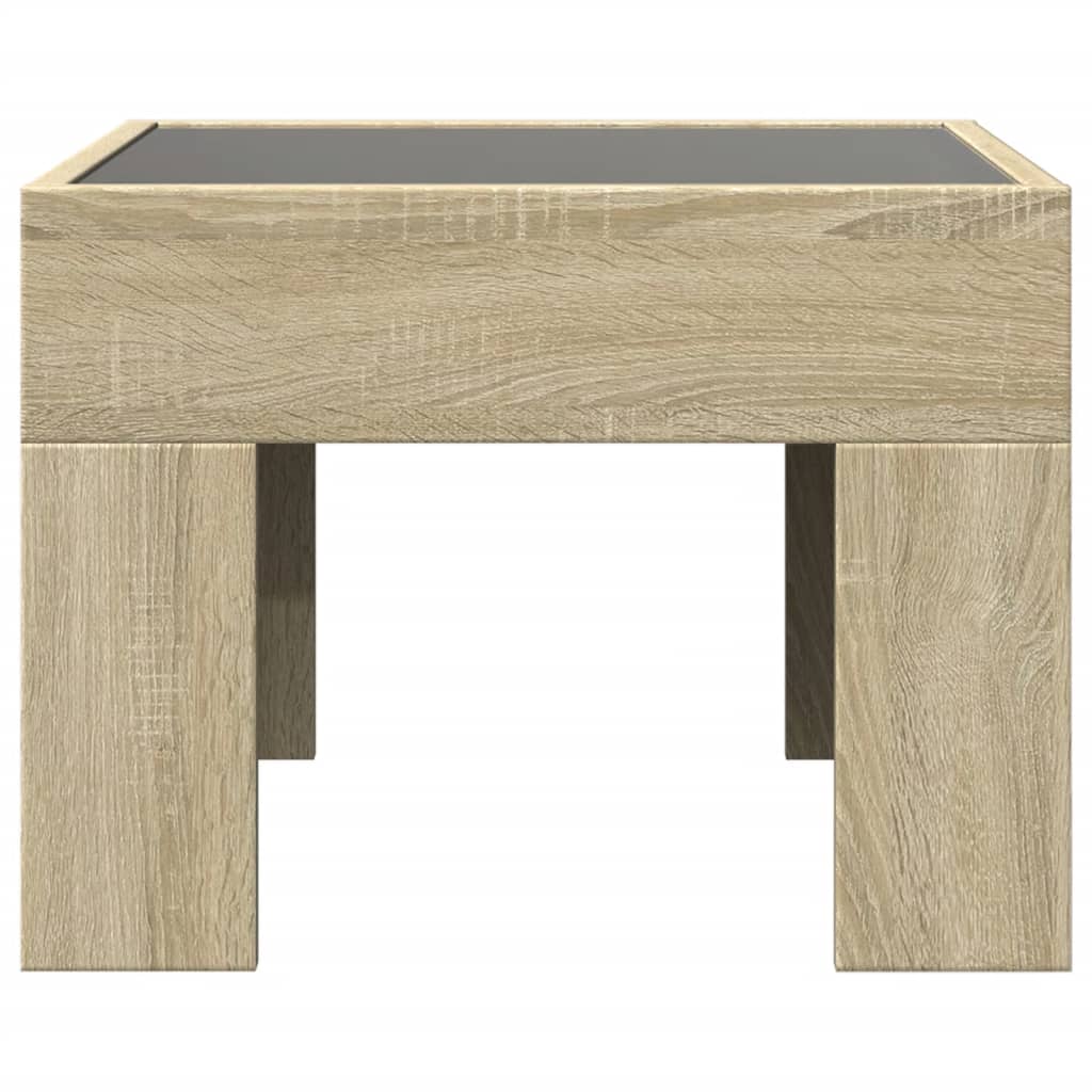 Coffee Table with Infinity LED Sonoma Oak 40x40x30 cm