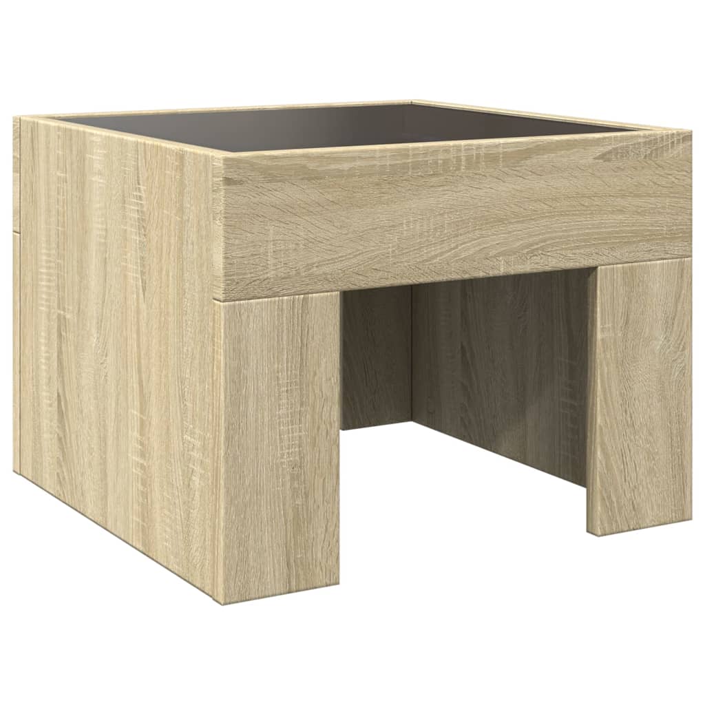 Coffee Table with Infinity LED Sonoma Oak 40x40x30 cm