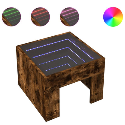 Coffee Table with Infinity LED Smoked Oak 40x40x30 cm