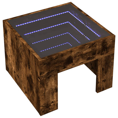 Coffee Table with Infinity LED Smoked Oak 40x40x30 cm