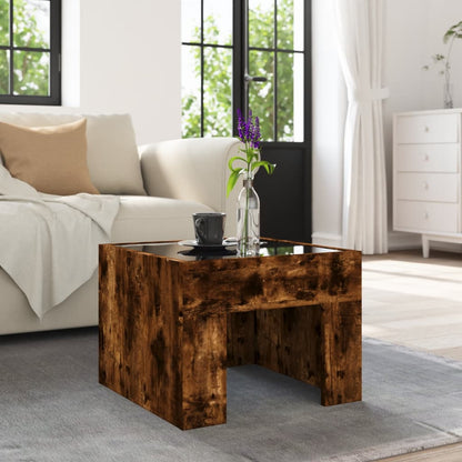 Coffee Table with Infinity LED Smoked Oak 40x40x30 cm