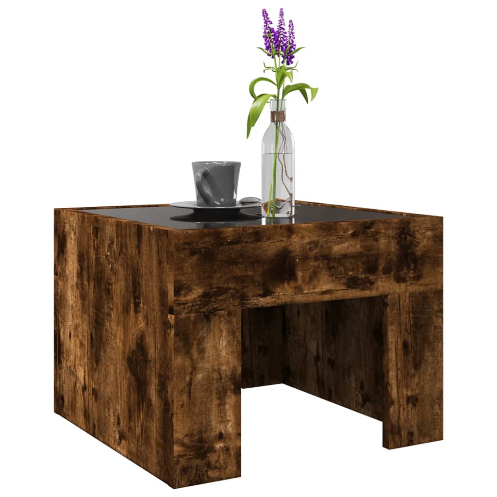 Coffee Table with Infinity LED Smoked Oak 40x40x30 cm