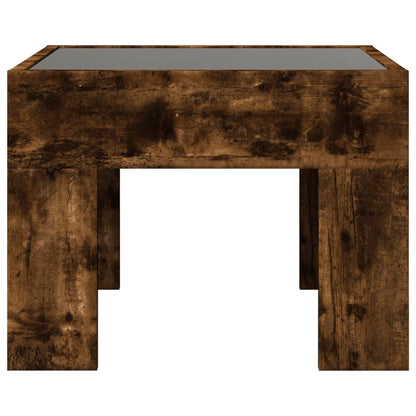 Coffee Table with Infinity LED Smoked Oak 40x40x30 cm