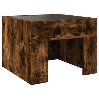 Coffee Table with Infinity LED Smoked Oak 40x40x30 cm