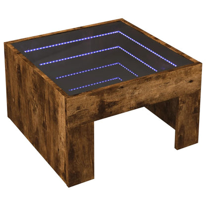 Coffee Table with Infinity LED Smoked Oak 50x50x30 cm