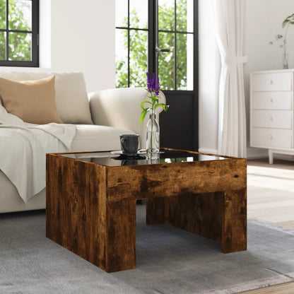 Coffee Table with Infinity LED Smoked Oak 50x50x30 cm