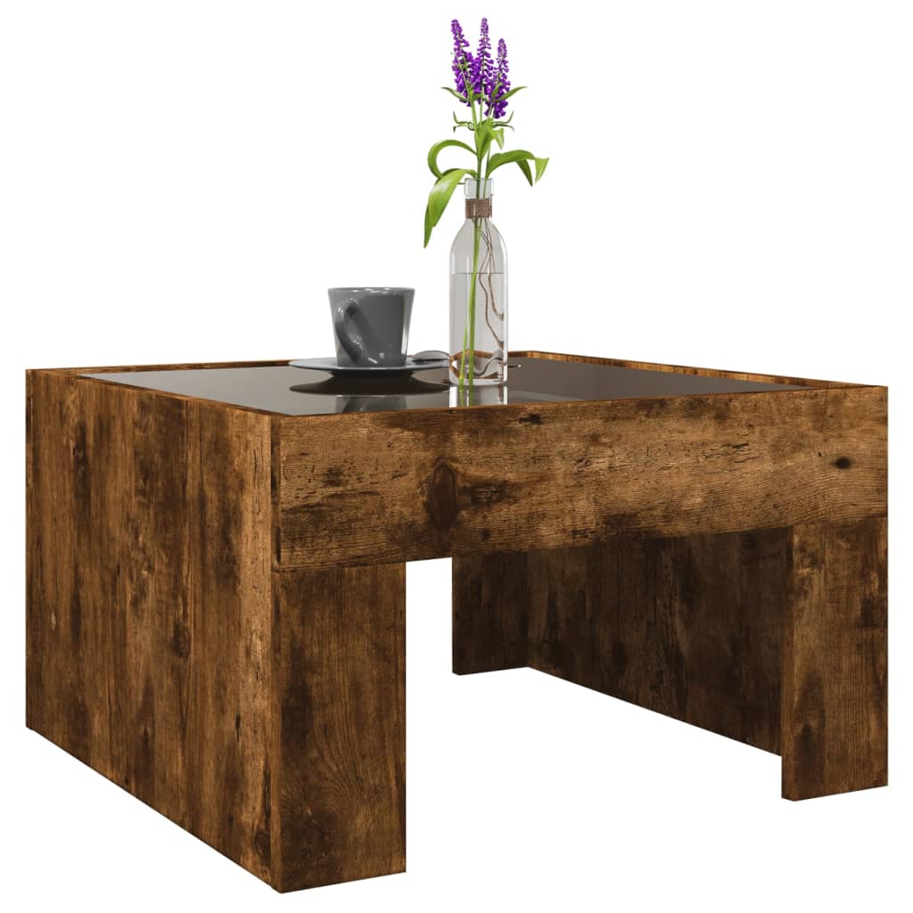 Coffee Table with Infinity LED Smoked Oak 50x50x30 cm