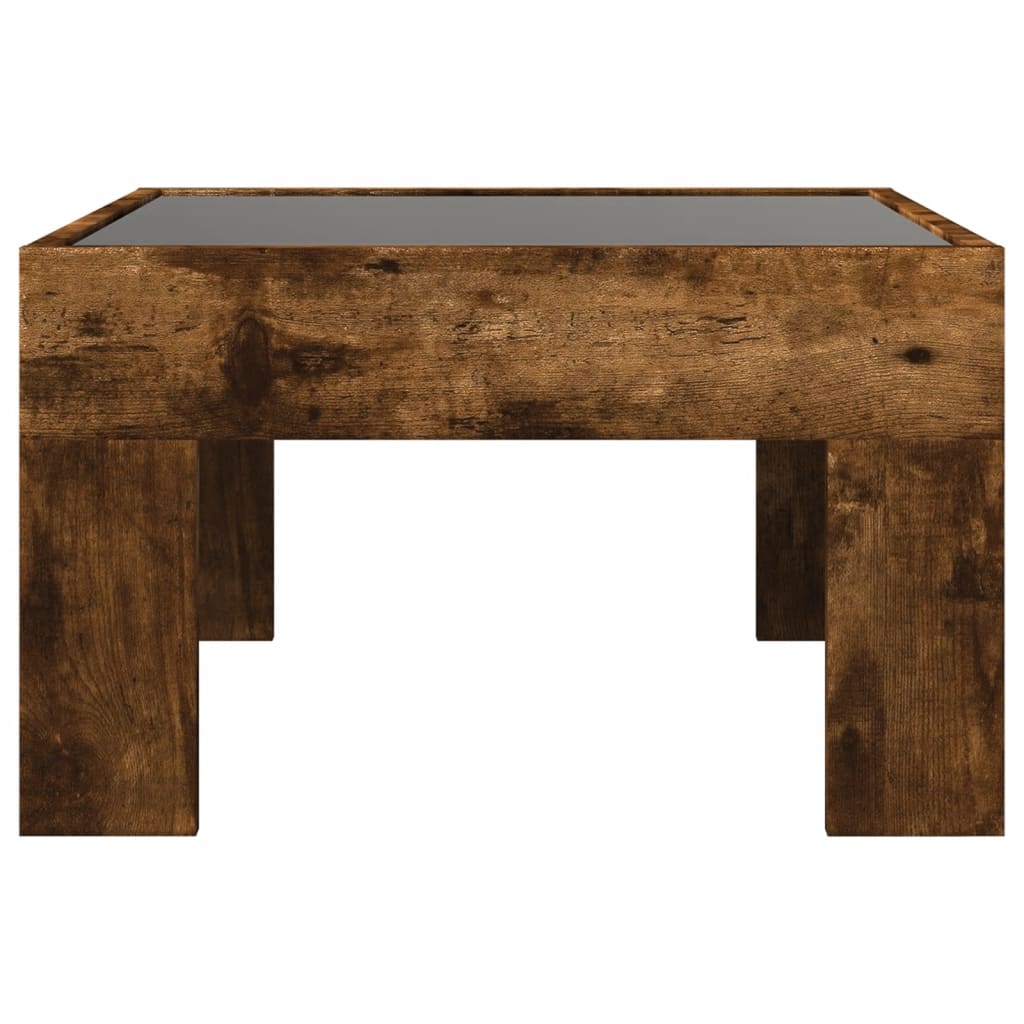 Coffee Table with Infinity LED Smoked Oak 50x50x30 cm