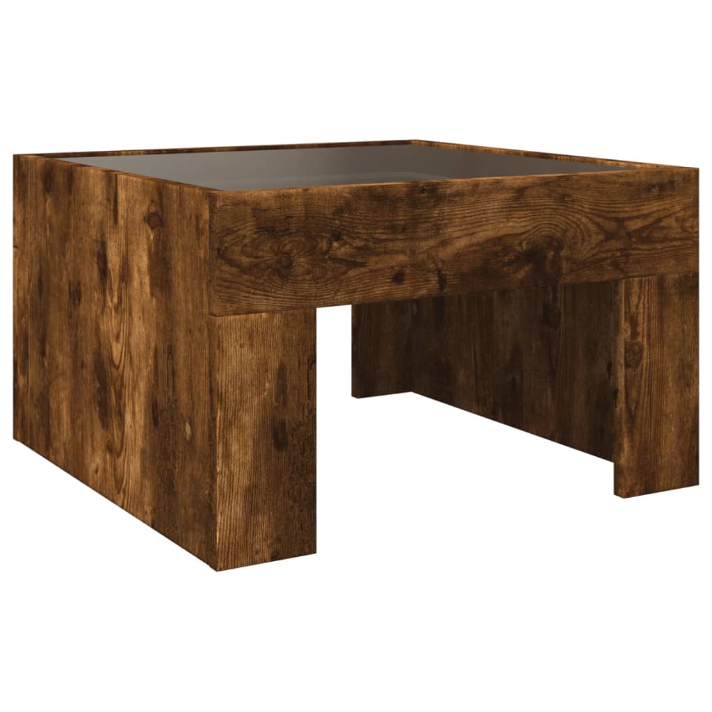 Coffee Table with Infinity LED Smoked Oak 50x50x30 cm