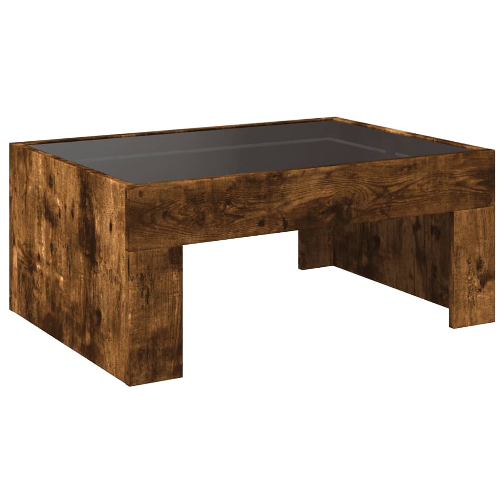 Coffee Table with Infinity LED Smoked Oak 70x50x30 cm