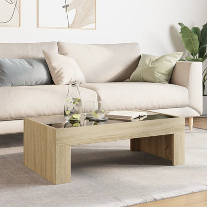 Coffee Table with Infinity LED Sonoma Oak 90x50x30 cm