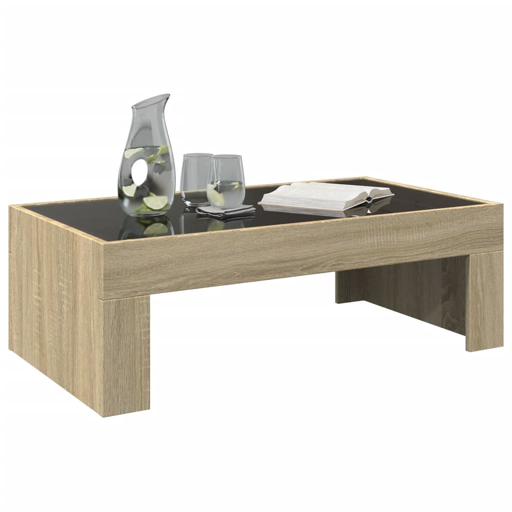 Coffee Table with Infinity LED Sonoma Oak 90x50x30 cm