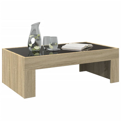 Coffee Table with Infinity LED Sonoma Oak 90x50x30 cm