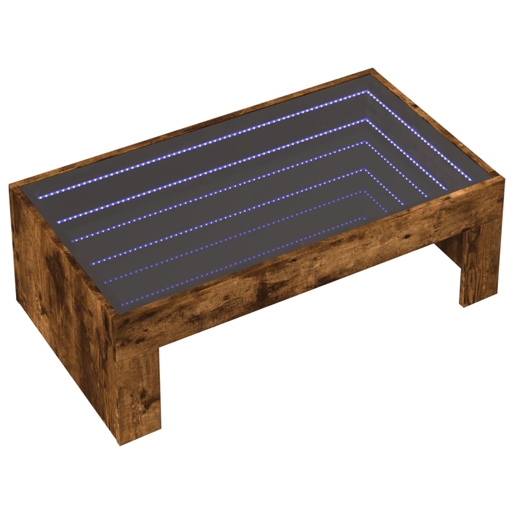 Coffee Table with Infinity LED Smoked Oak 90x50x30 cm