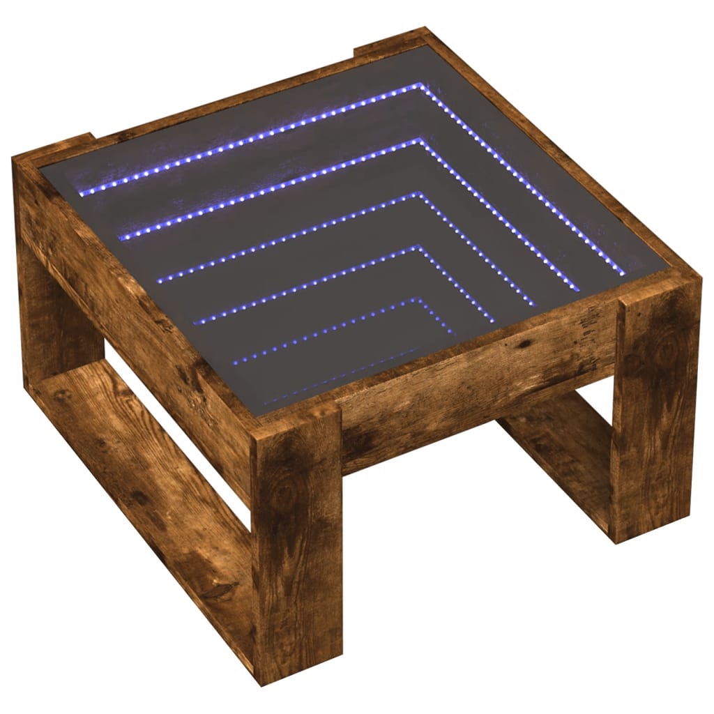 Coffee Table with Infinity LED Smoked Oak 50x53x30 cm