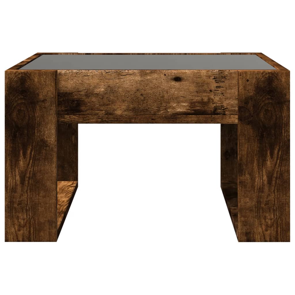 Coffee Table with Infinity LED Smoked Oak 50x53x30 cm