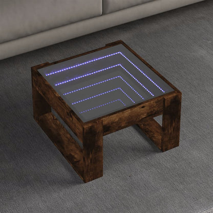 Coffee Table with Infinity LED Smoked Oak 50x53x30 cm